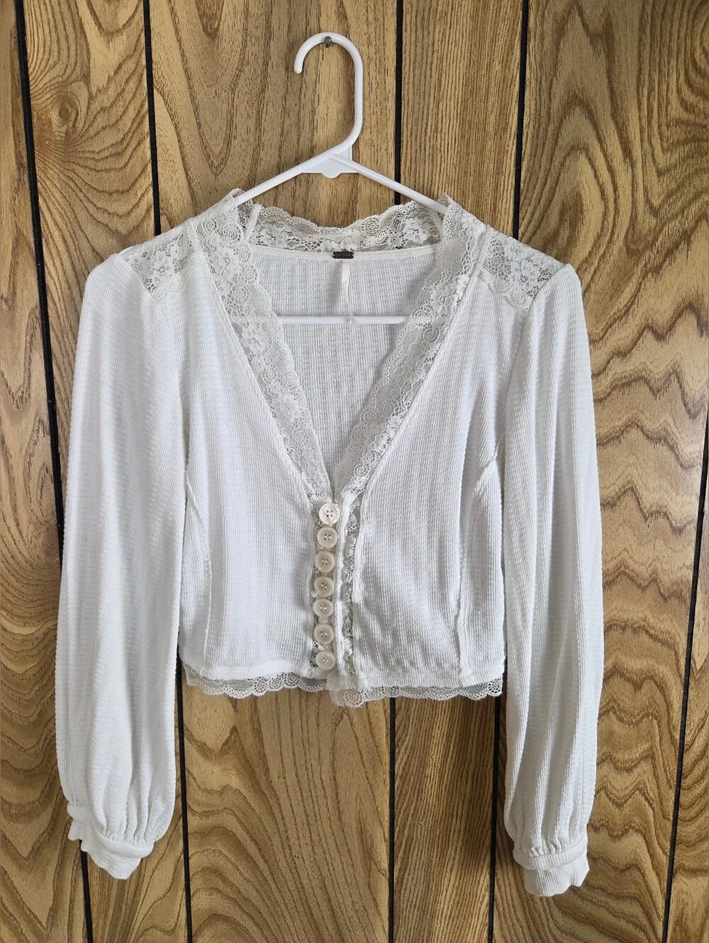Free People Lace-trim Cropped Cardigan